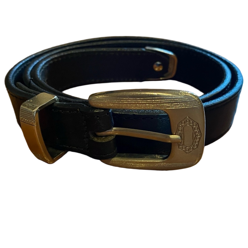 St Michael By Marks & Spencer Leather Belt Black western silver SZ S unisex